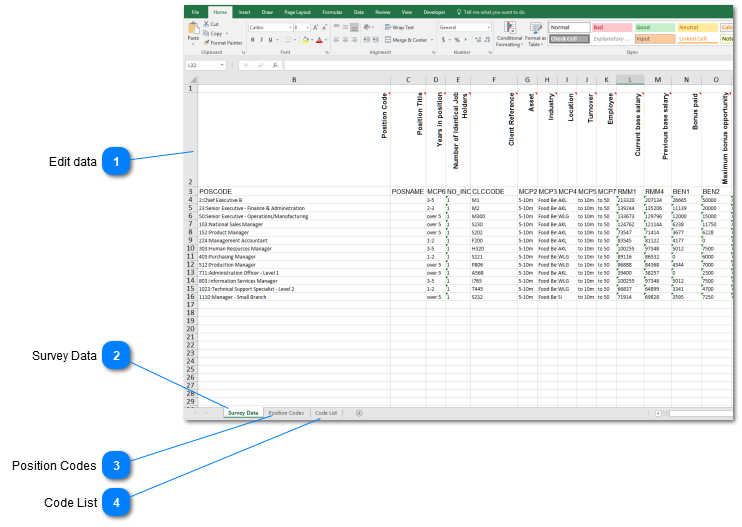 Downloaded spreadsheet